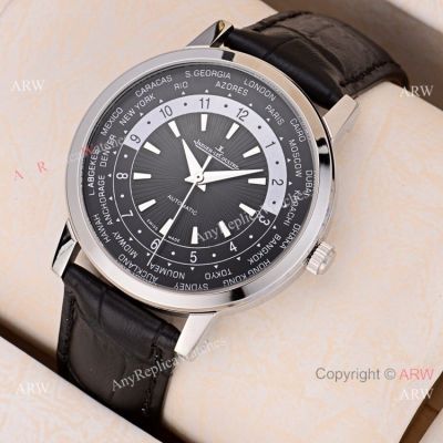 2019 Copy Jaeger LeCoultre Master White Dial Black Leather Strap Watch